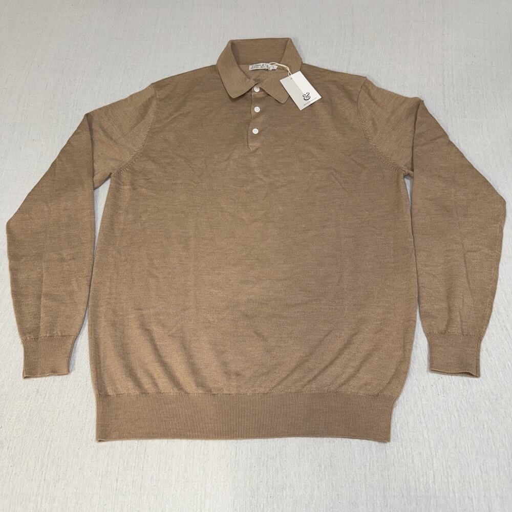 Collars & Co. Australian Merino Wool 1/4 Button Sweater Brown Men’s Large NWT